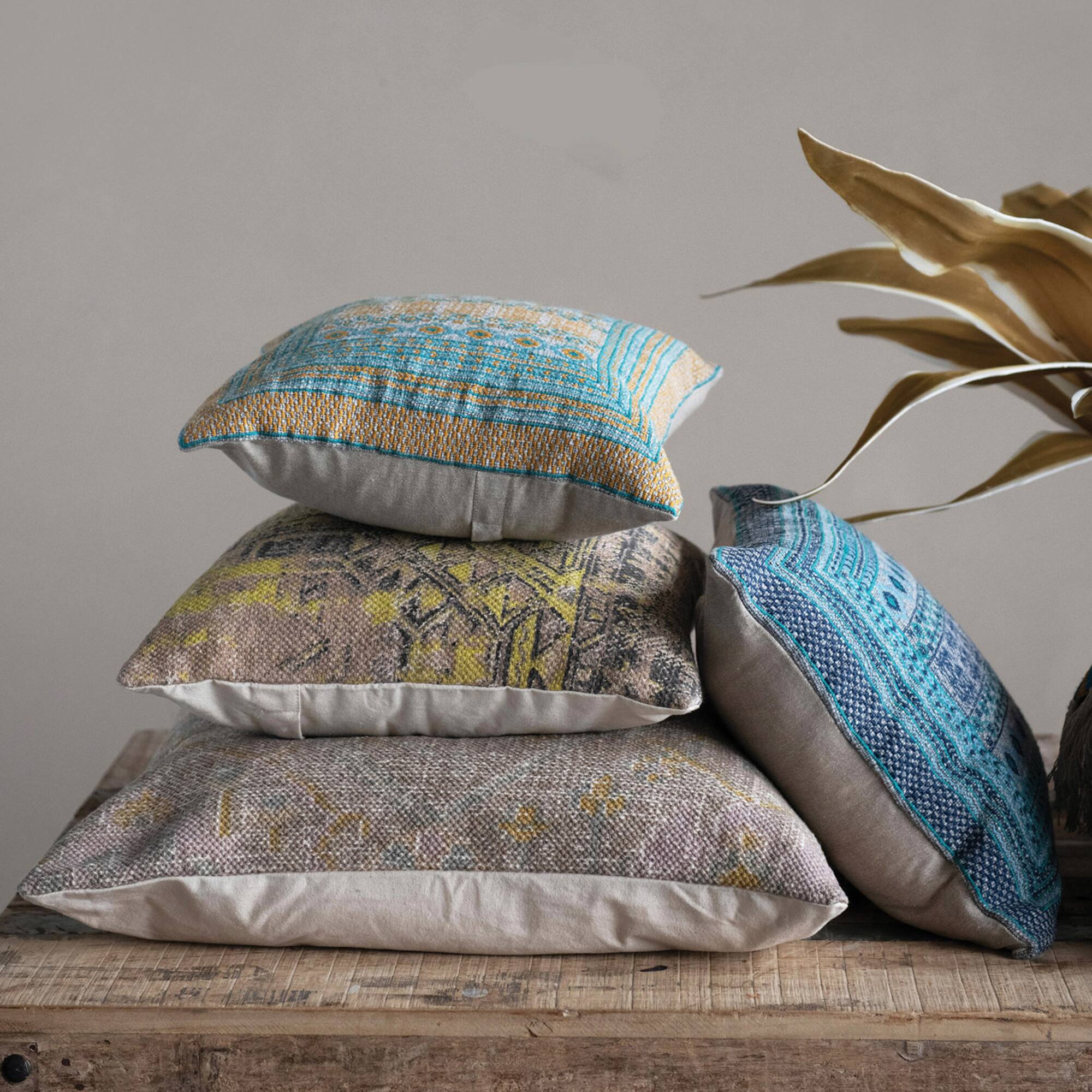 Hello Honey® Yellow Stonewashed Printed Cotton Pillow